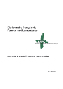 Dictionnaire français de l`erreur médicamenteuse