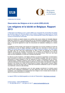 Les religions et la laïcité en Belgique. Rapport 2013