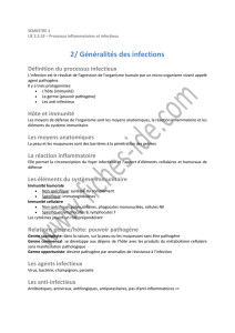 2/ Généralités des infections - Fiches