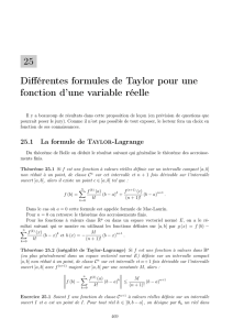 25 Différentes formules de Taylor pour une fonction d`une variable