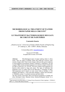 microbiological treatment of waters from paper mills circuits le