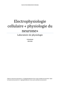 Electrophysiologie cellulaire « physiologie du neurone»
