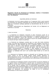 Résolution 742/IX du Parlement de Catalogne, relative à l