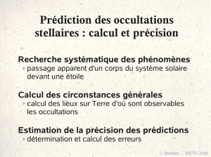 Prédiction des occultations stellaires : calcul et précision