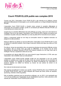 Courir POUR ELLES publie ses comptes 2015