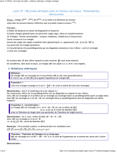 (le\347on 37 d`Oral 1 du Capes de maths : relations m\351triques, tr...)