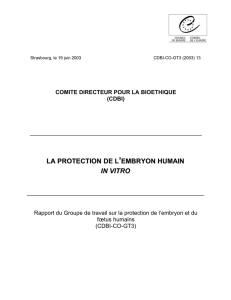 la protection de l `embryon humain in vitro