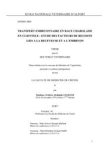 I) Etude des facteurs de variation liés à l`embryon - Thèses