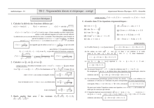 TD 2 : Trigonométrie directe et réciproque