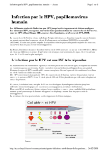 Infection par le HPV, papillomavirus humain L`infection par le HPV