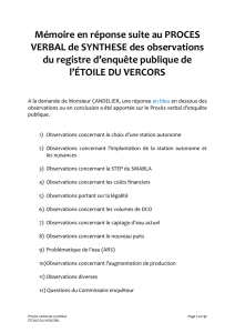 Mémoire en réponse suite au PROCES VERBAL de
