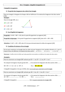 LFM – Mathématiques – 5ème 1 Ch 6 : Triangles : Inégalité