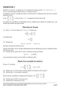 PROBLÈME 2 Théorème de Fermat Étude d`un ensemble de matrices