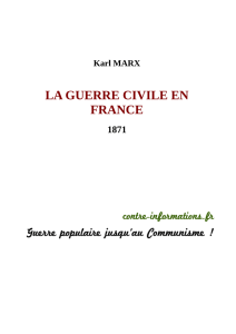 La guerre civile en France 1871 - Les oeuvres de Karl Marx et de