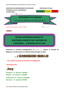 etude epidemiologique et anatomoclinique des cancers de l`estomac