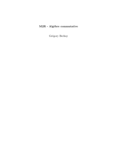 M2R - Alg`ebre commutative Grégory Berhuy