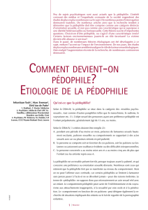 comment devient -on pédophile? etiologie de la pédophilie