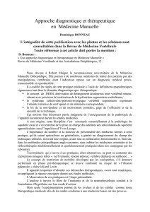 Approche diagnostique et thérapeutique en Médecine Manuelle