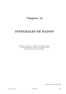 Chapitre 14 INTEGRALES DE RADON