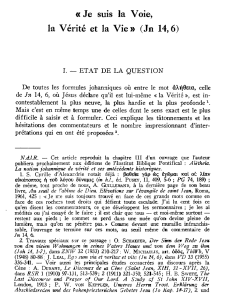 Je suis la Voie, la Vérité et la Vie » (Jn 14,6)