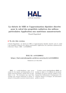 La théorie de MIE et l`approximation dipolaire discrète pour le calcul