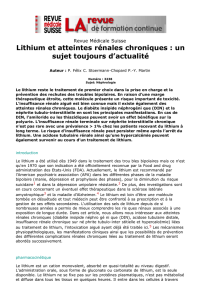 Lithium et atteintes rénales chroniques : un sujet toujours d`actualité