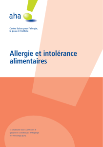 Allergie et intolérance alimentaires