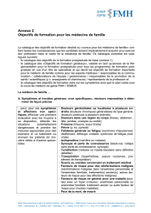 Annexe 2 Objectifs de formation pour les médecins de famille