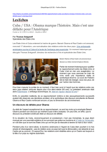 Cuba / USA : Obama marque l`histoire. Mais c`est une défaite pour l