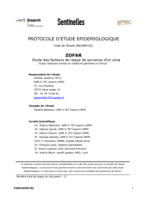 protocole d`etude epidemiologique zofar - réseau Sentinelles