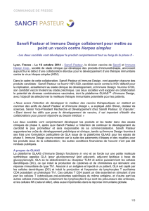 Sanofi Pasteur et Immune Design collaborent pour mettre au point