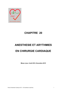 Chapitre 20 : Anesthésie et arythmies