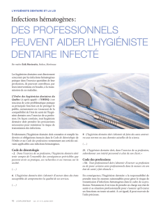 Infections hématogènes - Ordre des hygiénistes dentaires du Québec