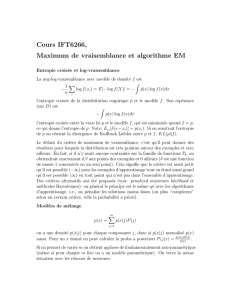 Cours IFT6266, Maximum de vraisemblance et algorithme EM