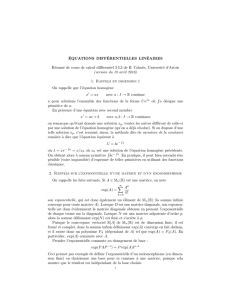 Résumé 5: Équations différentielles linéaires