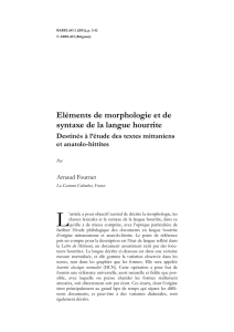 Eléments de morphologie et de syntaxe de la langue hourrite