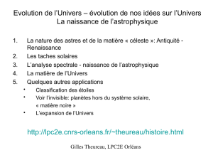 Evolution de l`Univers - évolution de nos idées sur l`Univers