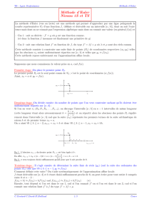 Méthode d`Euler Niveau 1S et TS