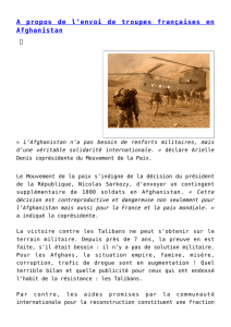 A propos de l`envoi de troupes françaises en Afghanistan