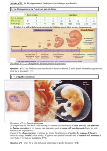 Activité n°22 : Le développement de l`embryon et les échanges avec
