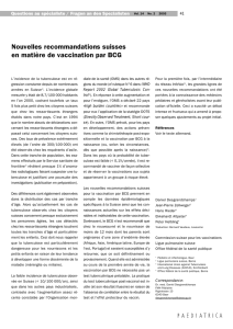 Nouvelles recommandations suisses en matière de vaccination par