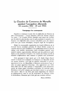La Chambre de Commerce de Marseille pendant l`occupation