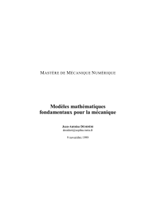 Modèles mathématiques fondamentaux pour la mécanique