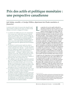 Prix des actifs et politique monétaire : une perspective canadienne