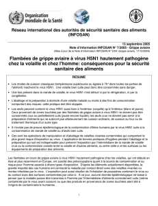 Flambées de grippe aviaire à virus H5N1 hautement pathogène