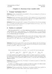 Chapitre 3 : Fonctions d`une variable réelle 1 Langage topologique