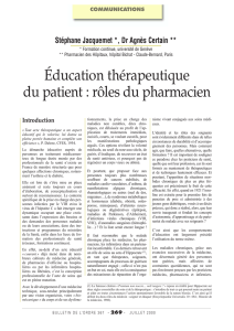Education thérapeutique du patient : rôles du pharmacien