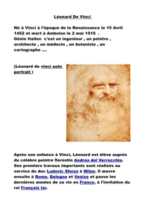 Léonard De Vinci Né à Vinci à l`époque de la Renaissance le 15