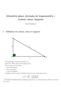Géométrie plane, formules de trigonométrie