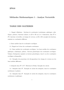 2P010 Méthodes Mathematiques 1 : Analyse Vectorielle